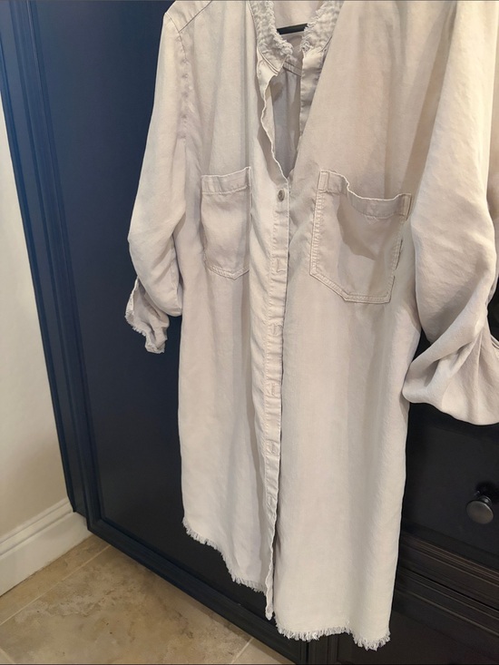 cloth & stone Dresses & Skirts - cloth & stone Cream Button-Front Mini Dress with Pocket Detail